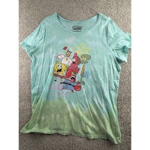 Nickelodeon SpongeBob SquarePants Graphic Tshirt Womens Size 2x Blue Tie Dye